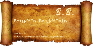 Botyán Benjámin névjegykártya